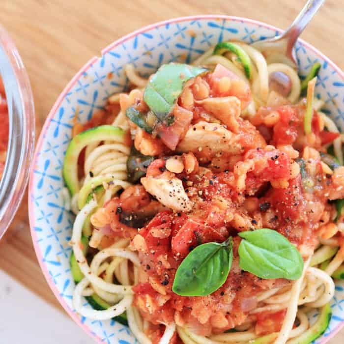 Zoodles with Red Lentil Marinara Mastering Diabetes