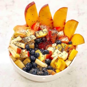 fruit bowl topped with chia seeds