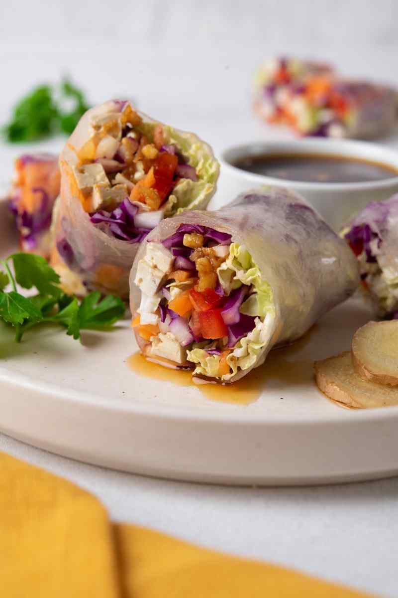 Rainbow Spring Rolls Plated