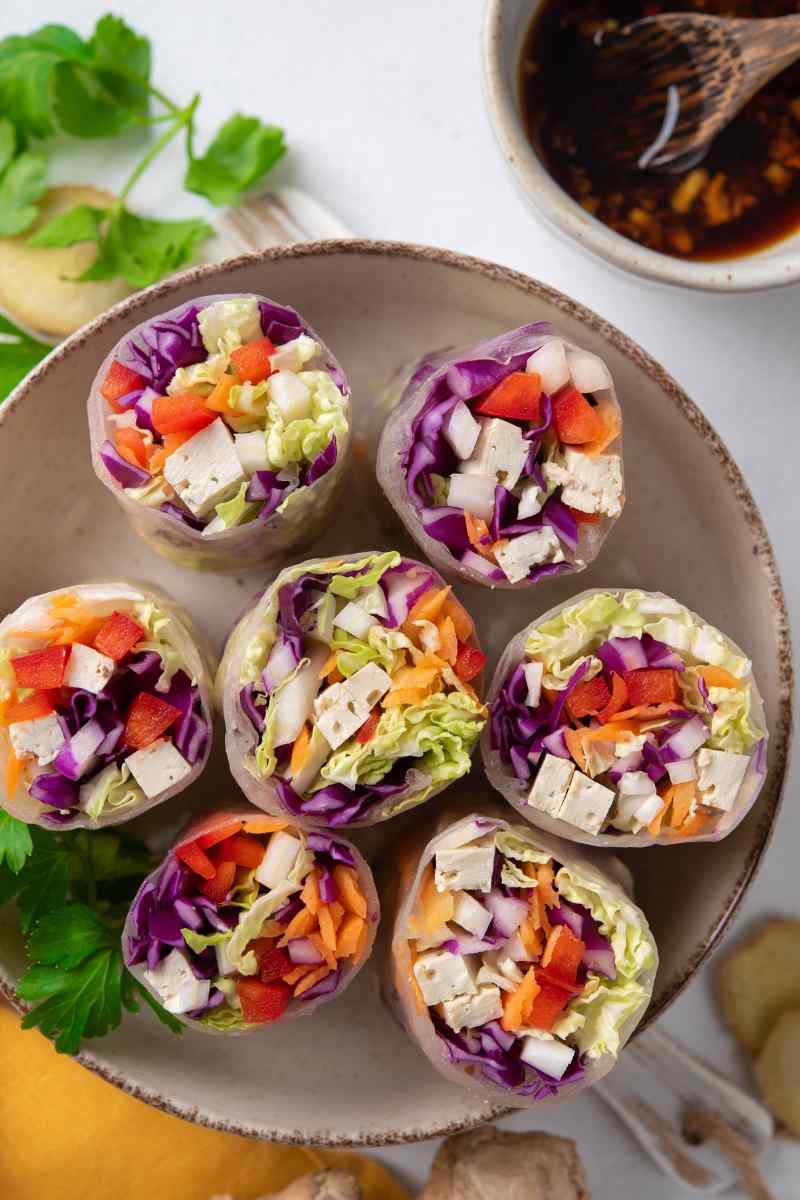 Rainbow Spring Rolls View from Top