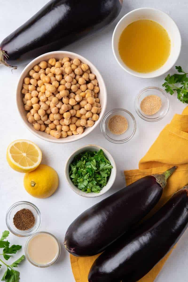 Eggplant & Crispy Chickpeas with Tahini Ingredients