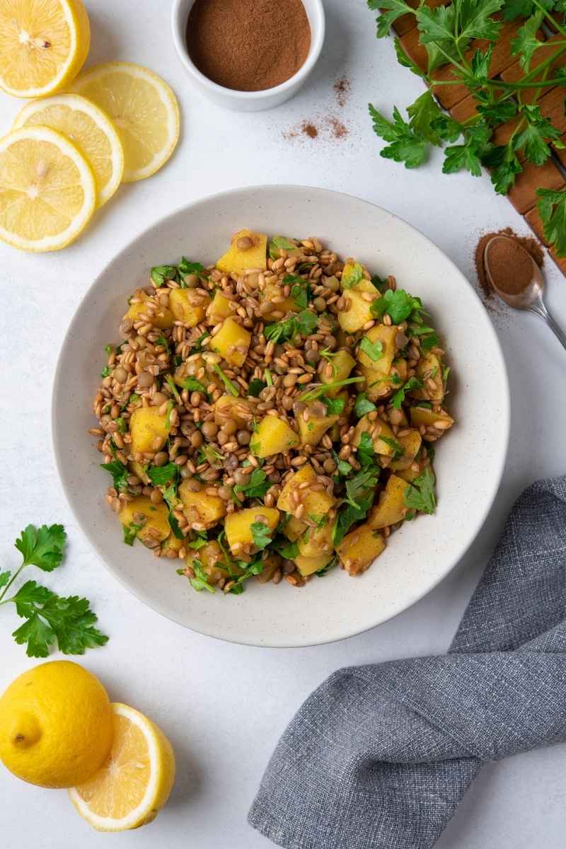 Peach & Lentil Farro Salad