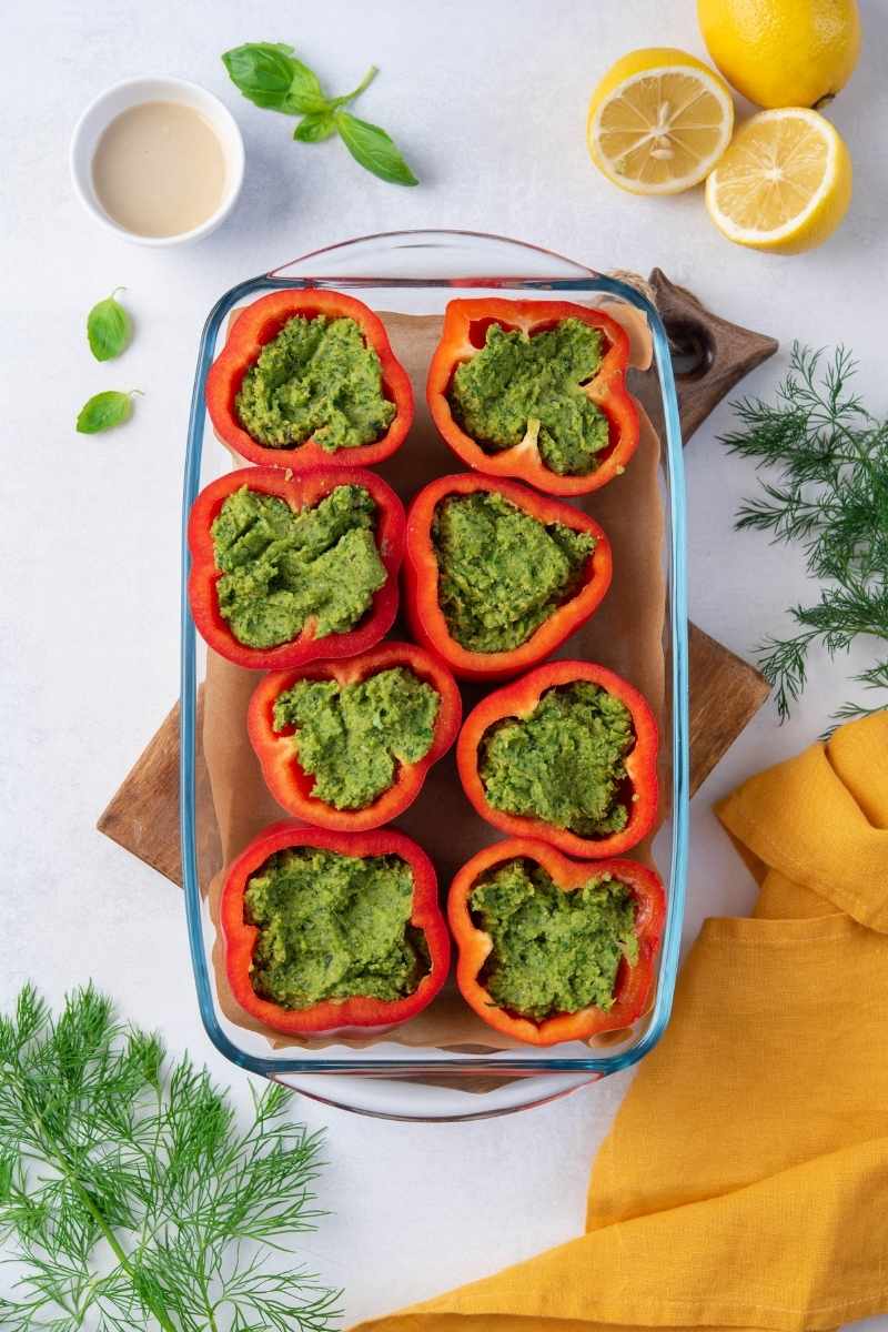 Falafel Stuffed Red Peppers Baking Dish