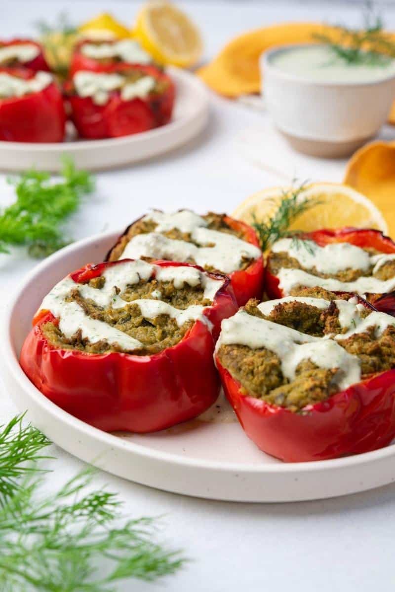 Falafel Stuffed Red Peppers