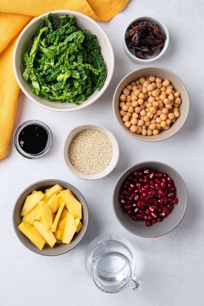 Mango & Chickpea Kale Salad Ingredients