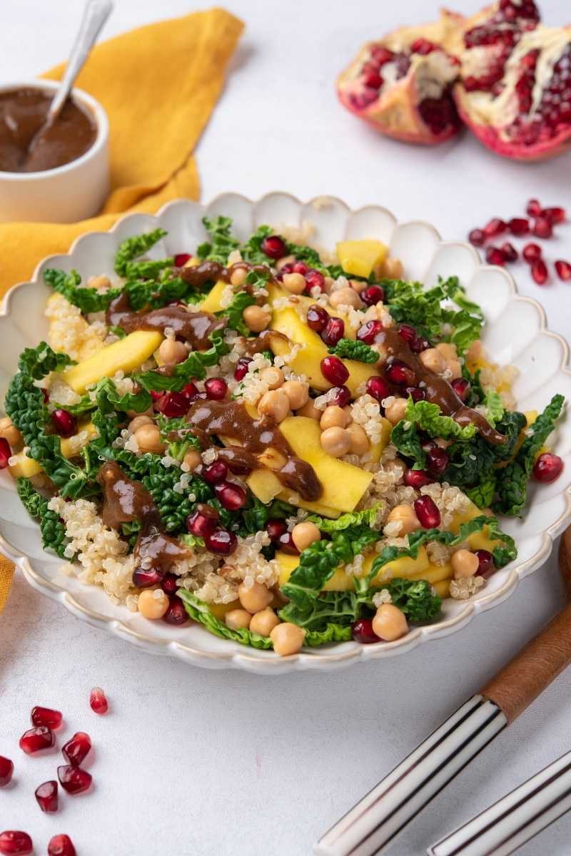 Mango & Chickpea Kale Salad Plated