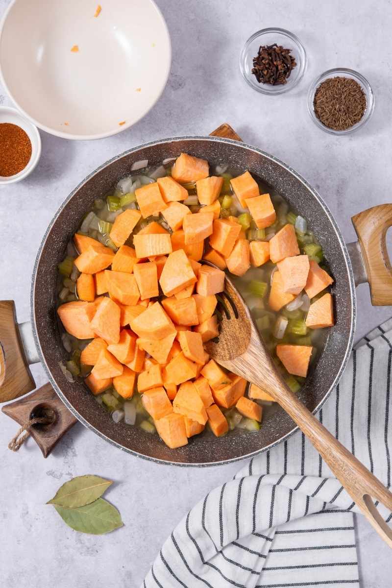 Squash, Sweet Potato, and Corn Chowder Saute