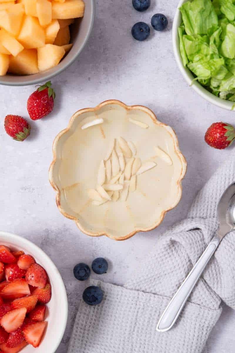 Mango Melon Berry Chia Pudding Chopped