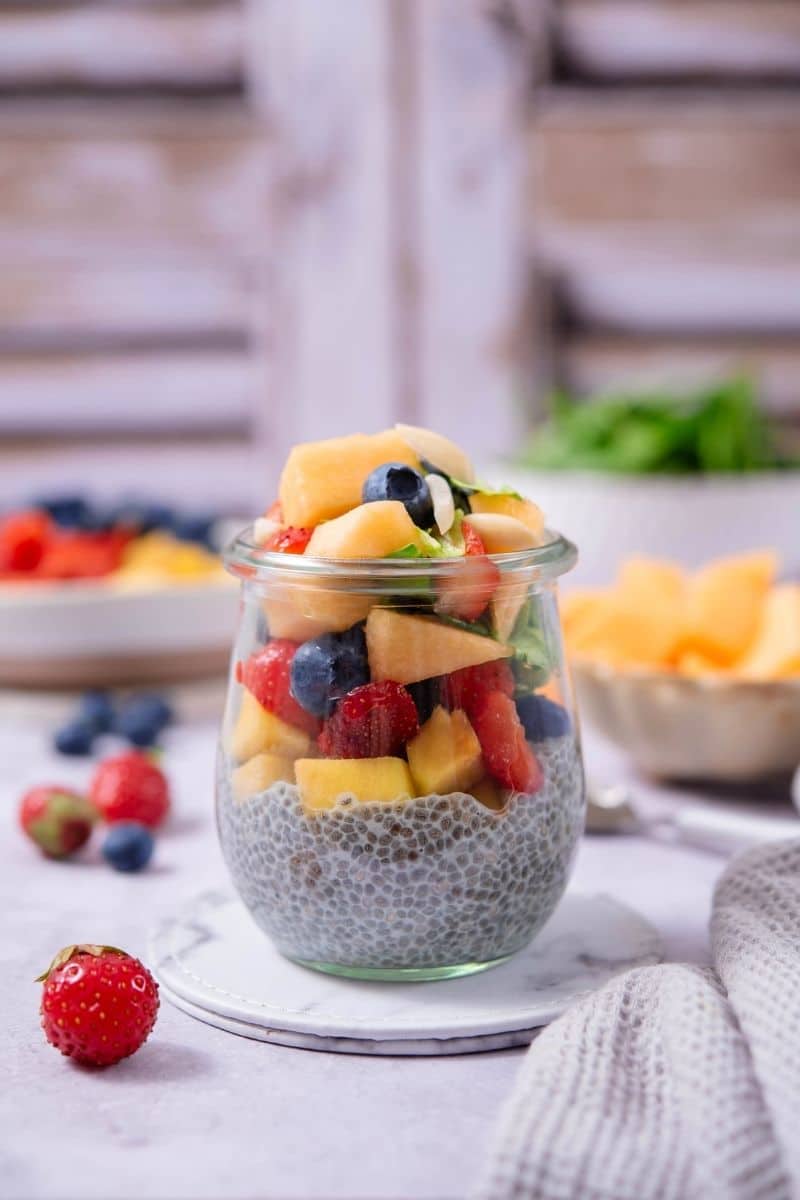 Mango Melon Berry Chia Pudding Featured