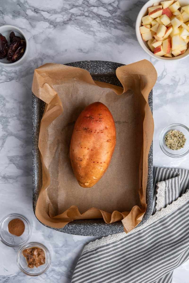 Apple Cinnamon Stuffed Sweet Potato Bake