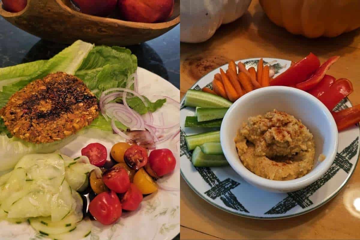 Anne Plant Based Burger and Hummus