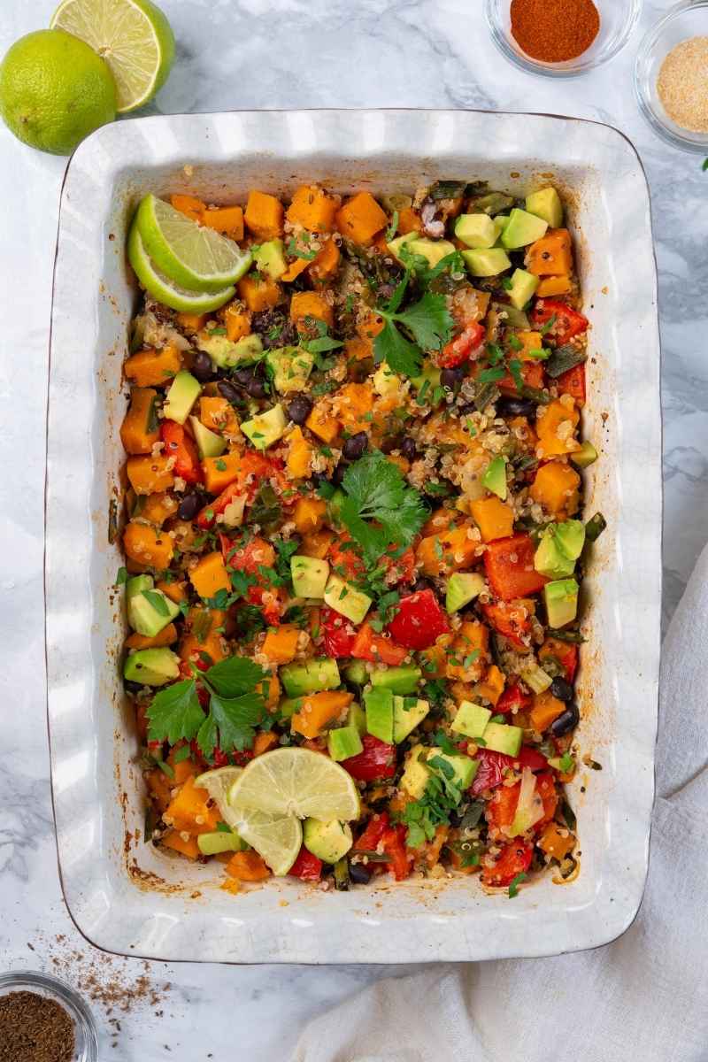 Sweet Potato Black Bean Quinoa Bake Baking Tray