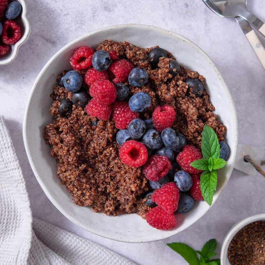 Chocolate Berry Quinoa Dessert Bowl