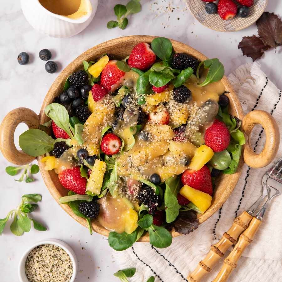 Berries & Greens with Pineapple Dressing