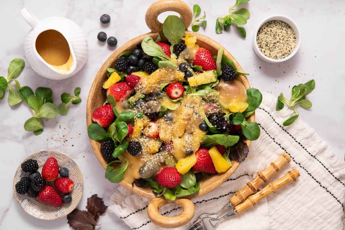 Berries & Greens with Pineapple Dressing