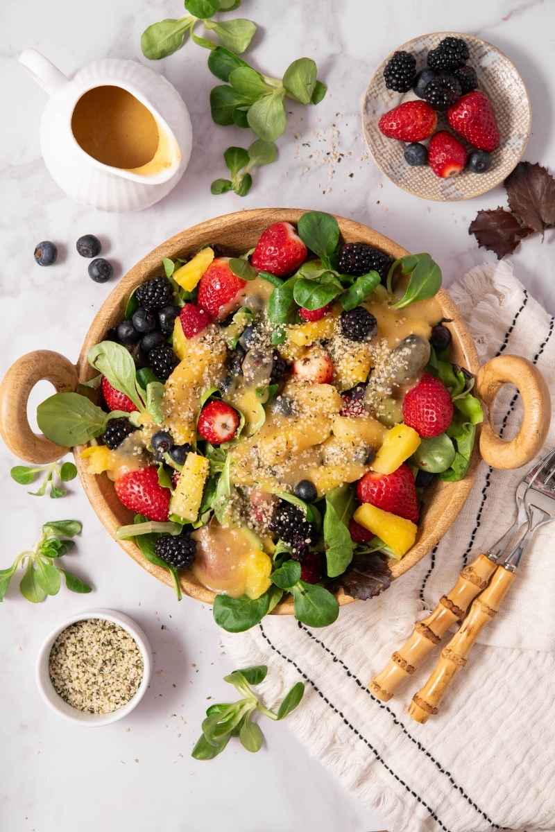 Berries and Greens with Pineapple Dressing