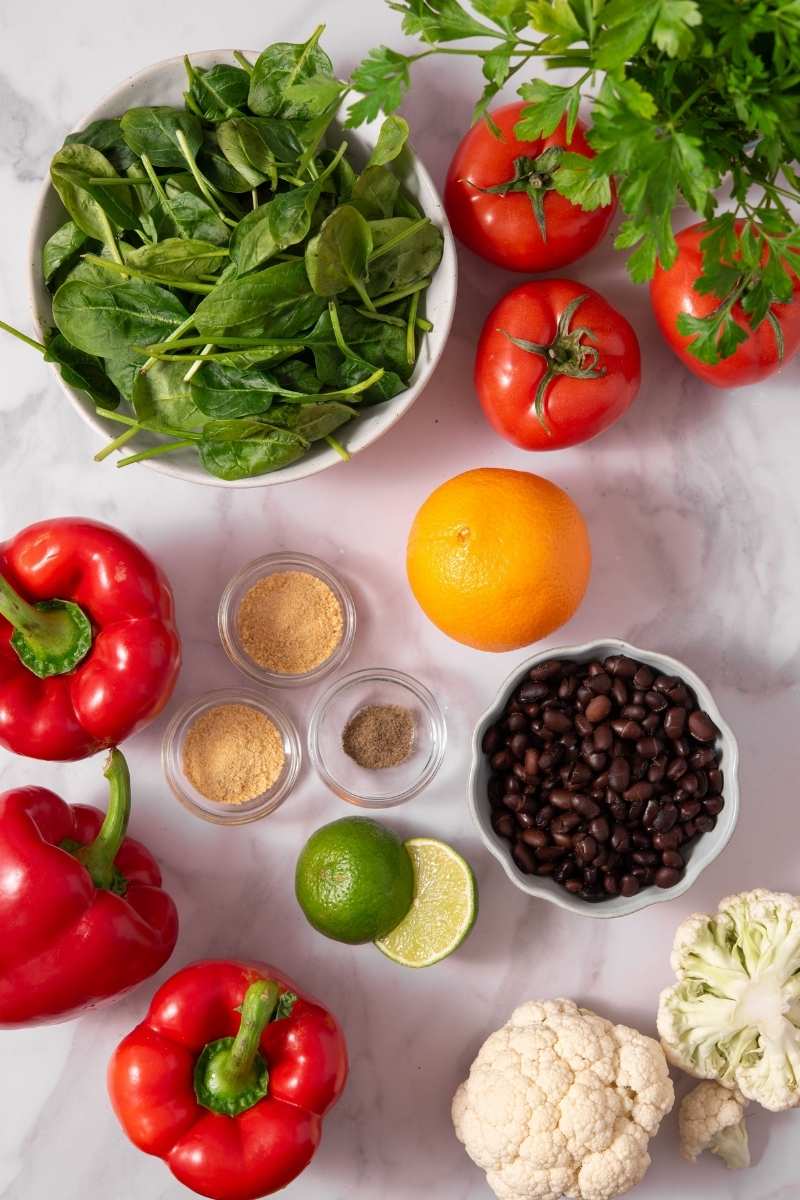 Stuffed Bell Peppers with Black Beans and Cauliflower Ingredients