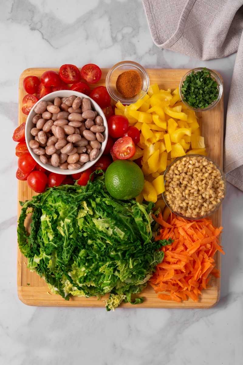 Barley and Kale Salad Ingredients