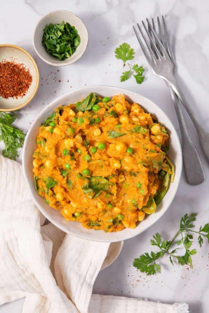 Mashed Sweet Potato with Peas & Corn Featured