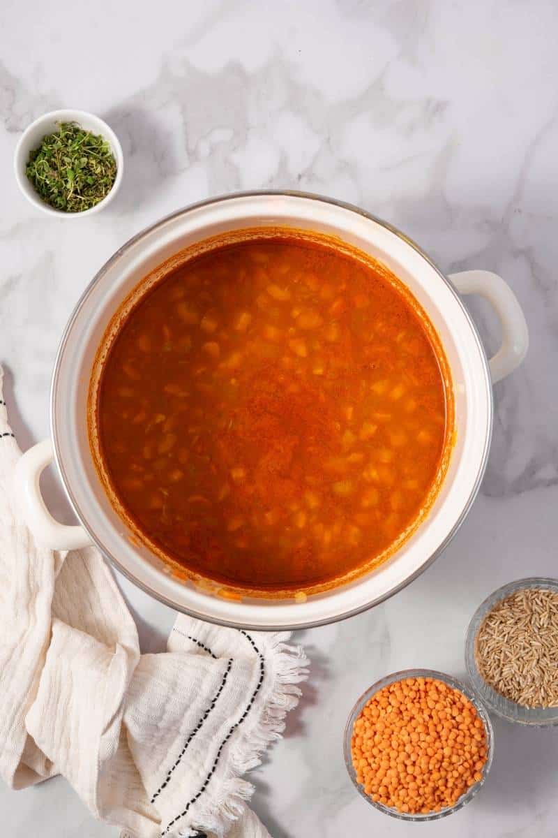 Spiced Carrot Red Lentil Stew Broth
