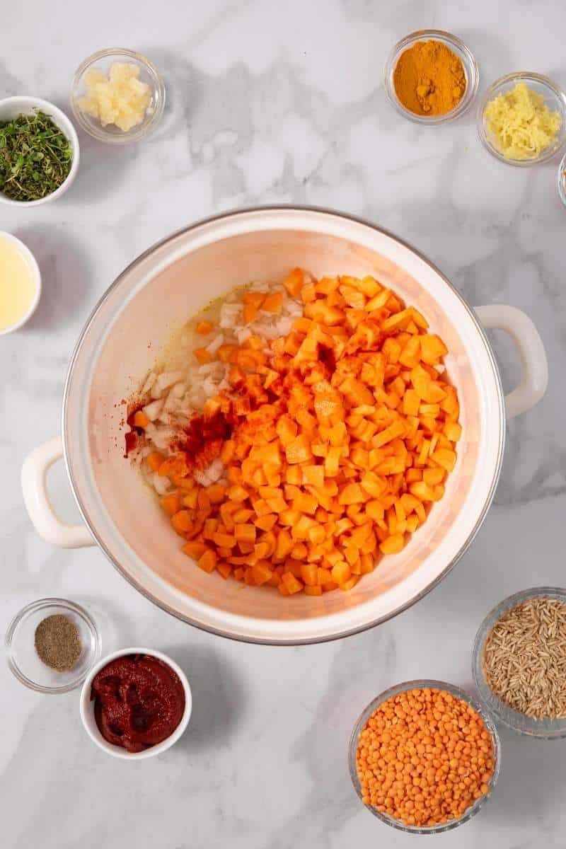Spiced Carrot Red Lentil Stew Saute