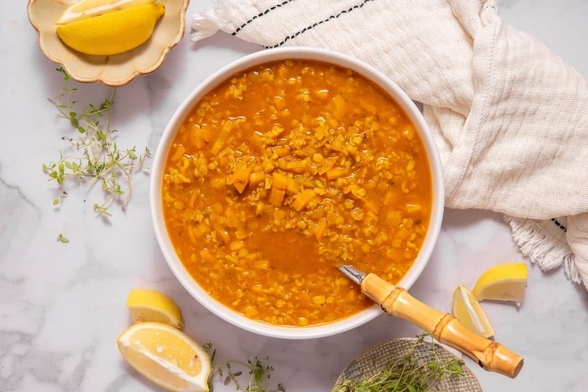 Spiced Carrot Red Lentil Stew Serving