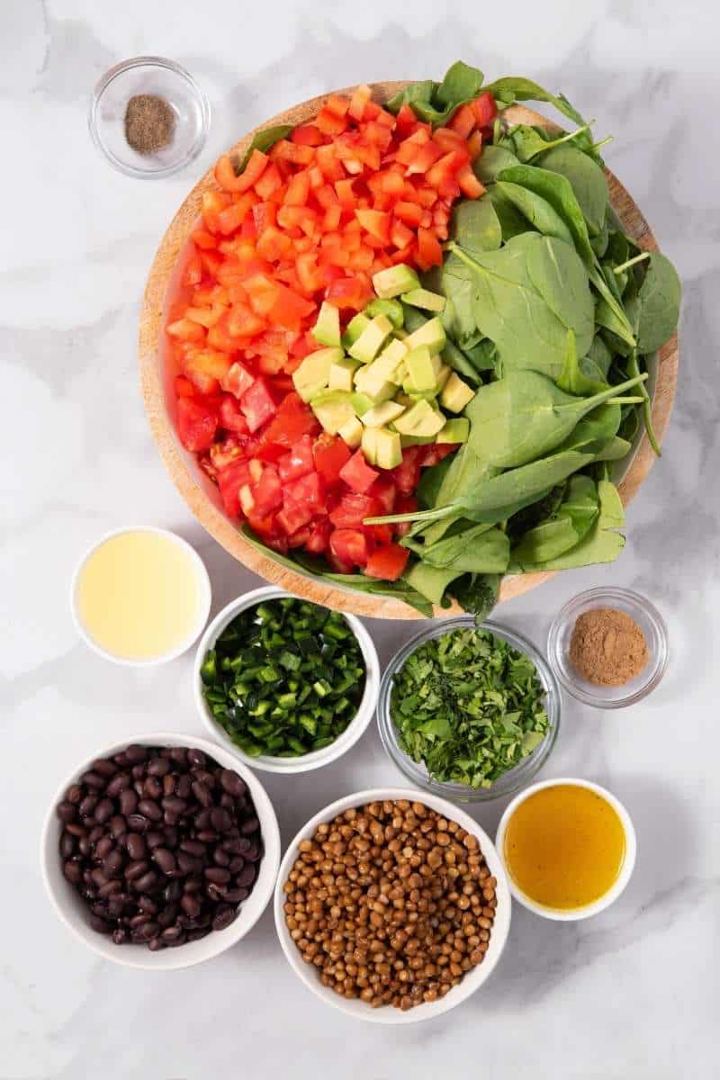 Spicy Black Bean & Lentil Salad Ingredients