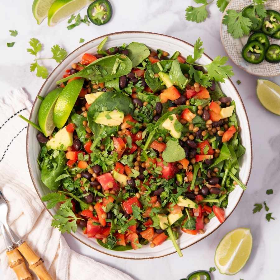 Protein-Packed Spicy Black Bean & Lentil Salad