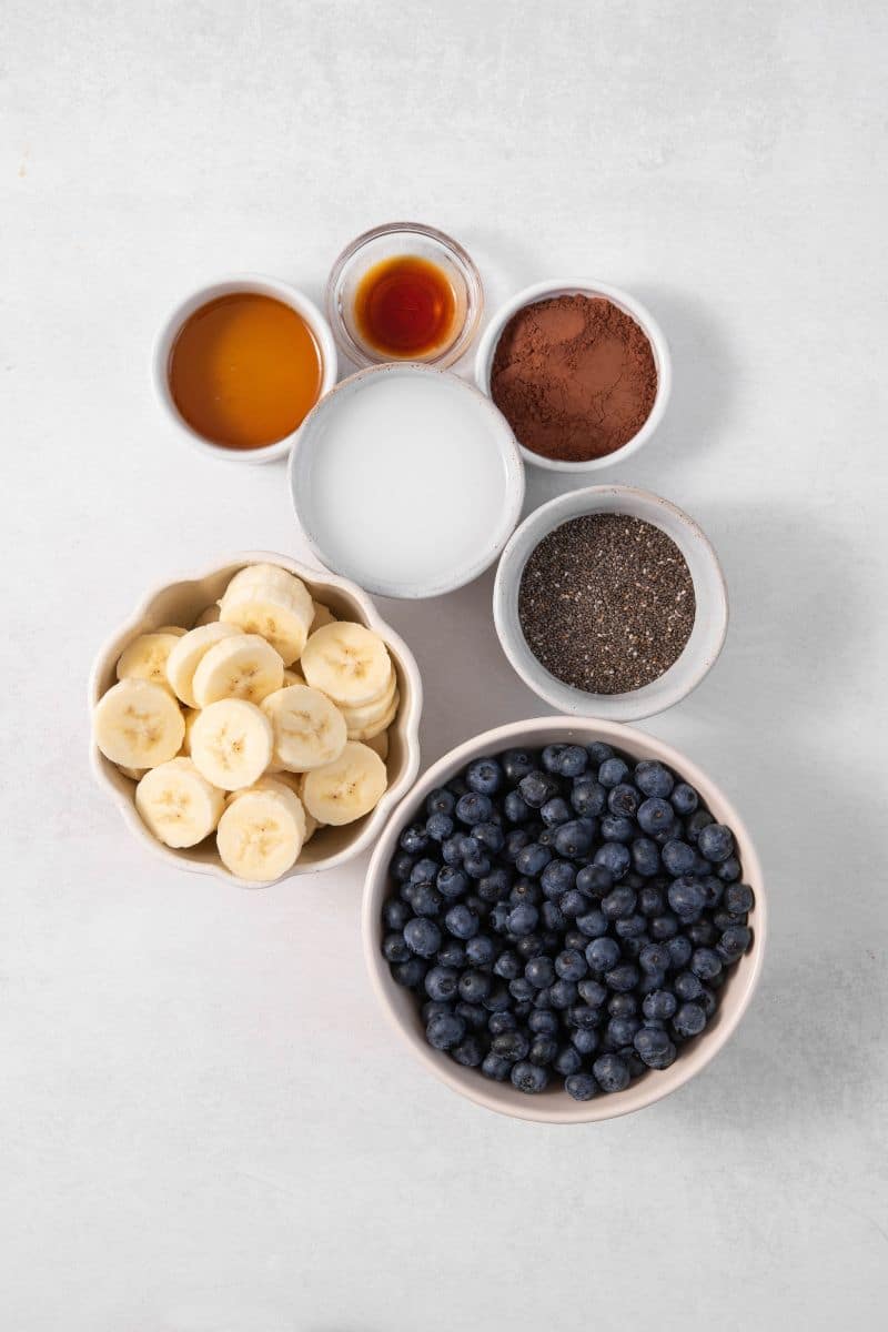 Chocolate Blueberry Chia Pudding Ingredients