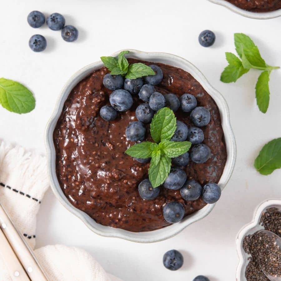 Chocolate Blueberry Chia Pudding