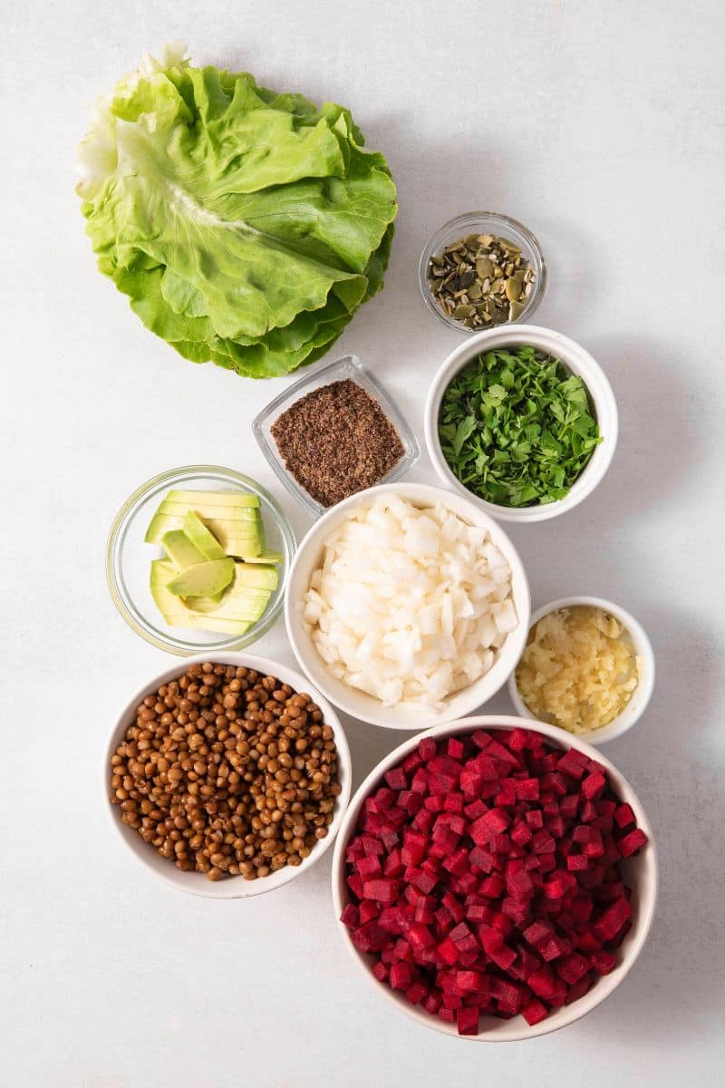 Lettuce Wrap Lentil Beet Burgers Ingredients