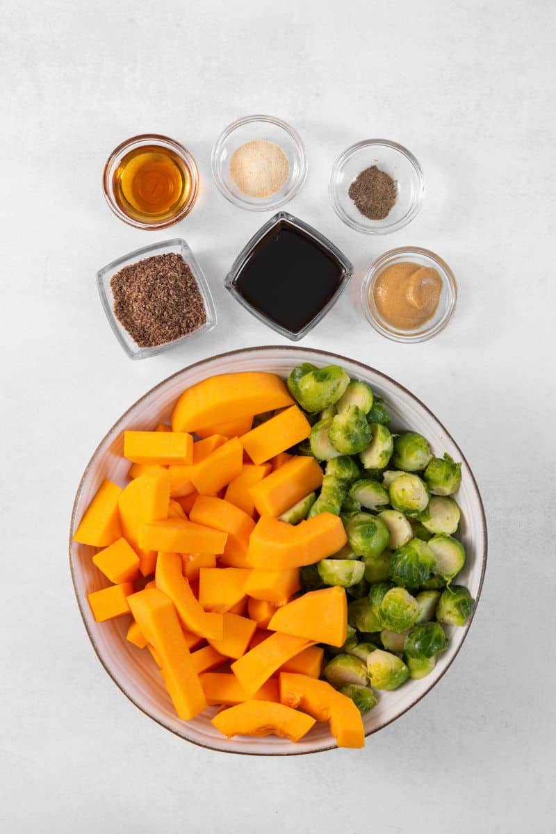 Maple Dijon Brussels Sprouts & Squash Ingredients