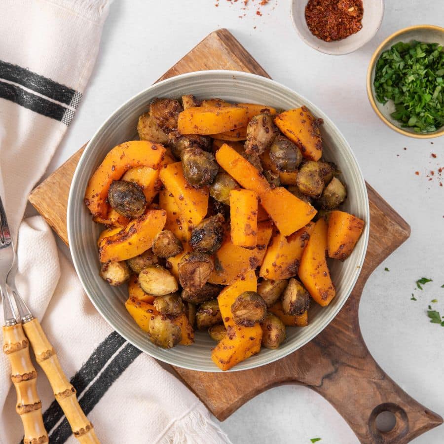 Maple Dijon Brussels Sprouts & Squash