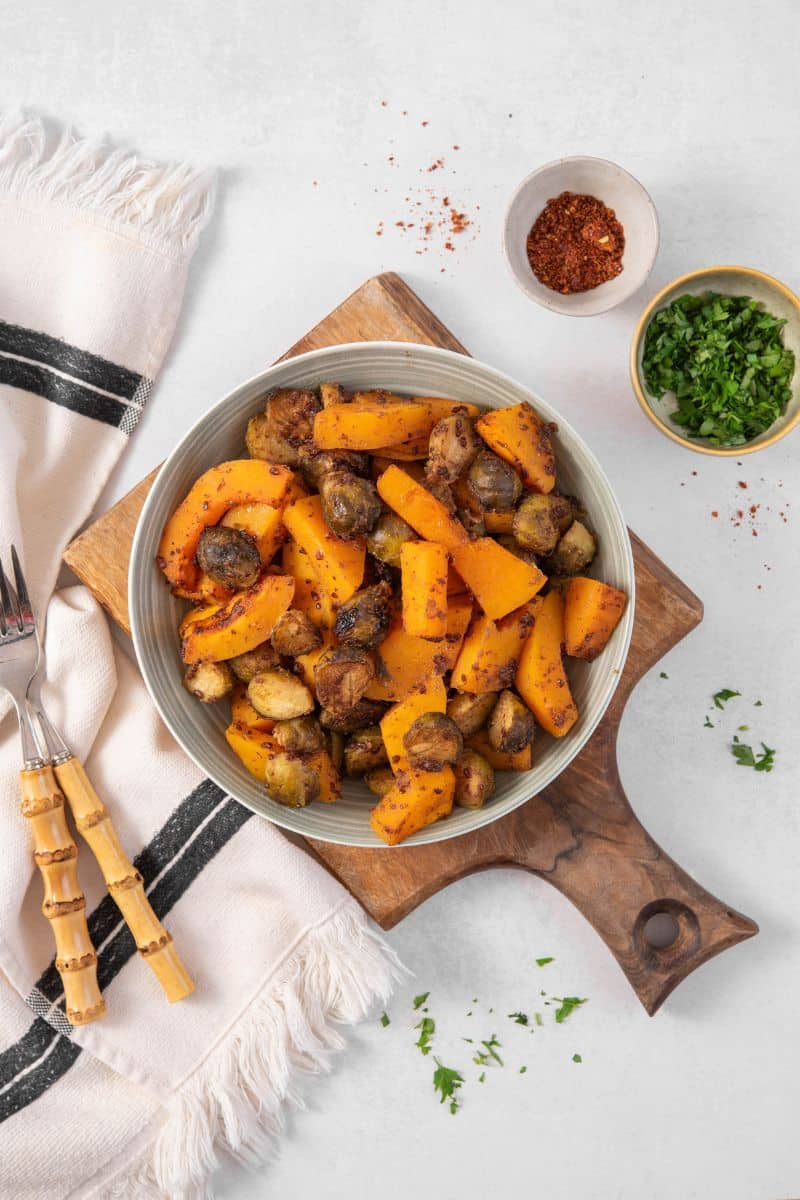 Maple Dijon Brussels Sprouts & Squash