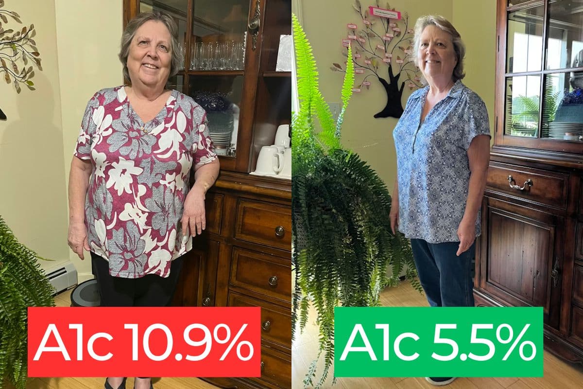Rhonda Before and After A1c Transformation Rhonda before and after transformation with Mastering Diabetes