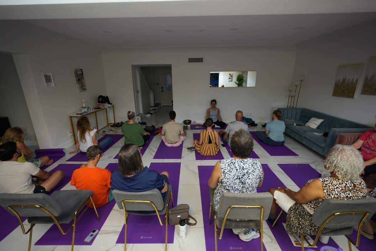 Wendy Yoga Session at the Retreat Wendy attending a meditation session at the retreat